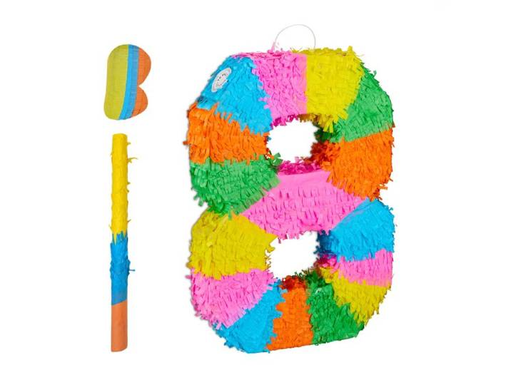 Relaxdays Piñata cijfer met stok en blinddoek
