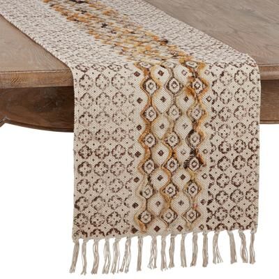 Saro Lifestyle Embroidered Table Runner With Geometric Print Design