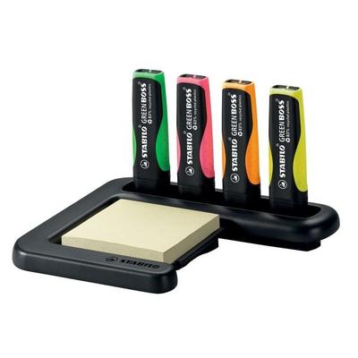 STABILO Umweltfreundlicher Textmarker - GREEN BOSS - 4er Tischset - grün, rosa, orange, gelb