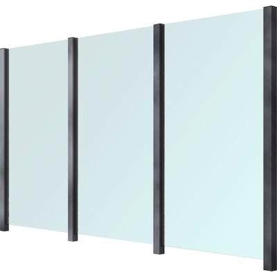 Zaun STAKET PRO, grau, Pfosten: 4 Stk., Aluminium, Glas, Zaunelemente, Glaszaun, Gesamtlänge: 3,284 m, 4 Pfosten