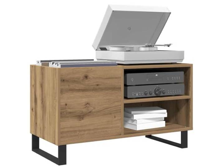 LPERTGFHU Plattenschrank für Schallplatten, LP-Regal mit Eisenbeinen Platz für Plattenspieler, Industrielles Design, Robust & Langlebig