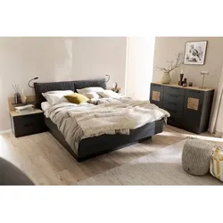 SCHÖNER WOHNEN-Kollektion Doppelbett Multiline 180 x 200 cm Lack Basalt