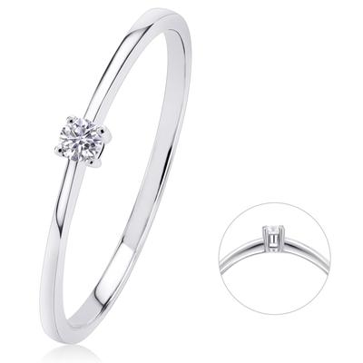 Diamantring ONE ELEMENT "0,05 ct Diamant Brillant Ring aus 585 Weißgold" Gr. 58, silber, Fingerringe, Damen, 58, 0,05 mit Diamant, Diamanten Gold Weißgold 585, Diamanten, Gold, Weißgold 585, Diamantring, Stilvoll zurückhaltend – Diamantakzente mit...