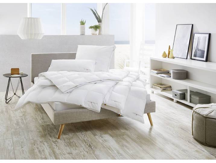 Couette à cassettes Elisa type B 155 x 220cm Blanc/Blanc Coutil fin en mako