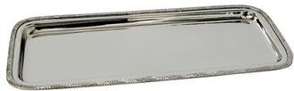 Jiallo "Rectangular Stainless Steel Tray with Designer Rim, 15x6"""