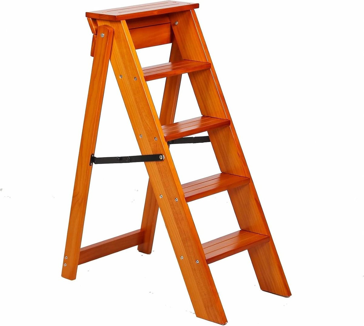 Merkloze Houten Ladder Stoel - Opvouwbare Kruk Trap - Naturel