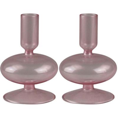 Kerzenständer AM DESIGN "Kerzenhalter mit kunstvollen Ausbuchtungen", rosa, H:13cm Ø:8,5cm, Glas, Kerzenhalter, Stabkerzenhalter aus Glas, Höhe ca. 13 cm, Dekoobjekt
