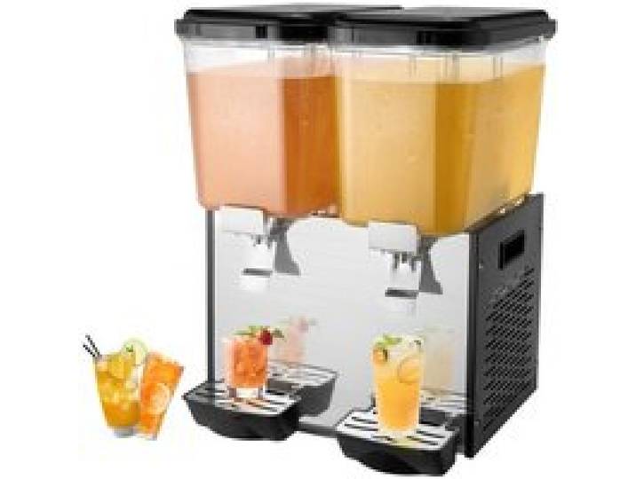 VEVOR kommerzieller Getränkespender mit 2 Tanks, Saftspender 18 L (pro Tank), 370 W Edelstahl Eistee-Getränkeautomat mit 7–12 °C Kühltemperatur, für Kaltgetränke Restaurant Bar Party Buffet Catering