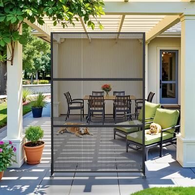 Lirago "Outdoor Freestanding Metal Privacy Screen Decorative Partition Panel for Patio Garden Balcony - 72""x47"""
