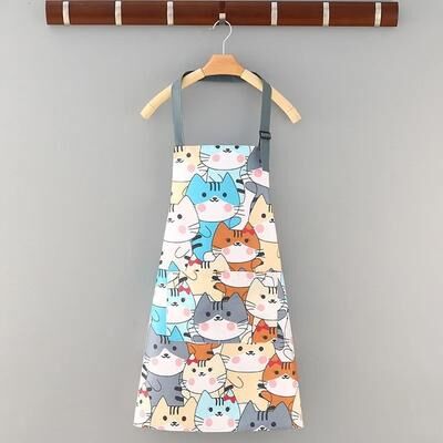 Uplift Essentials Cartoon Sunflower Kitchen Apron Adjustable Strap Sleeveless Cooking Apron With Pocket cats