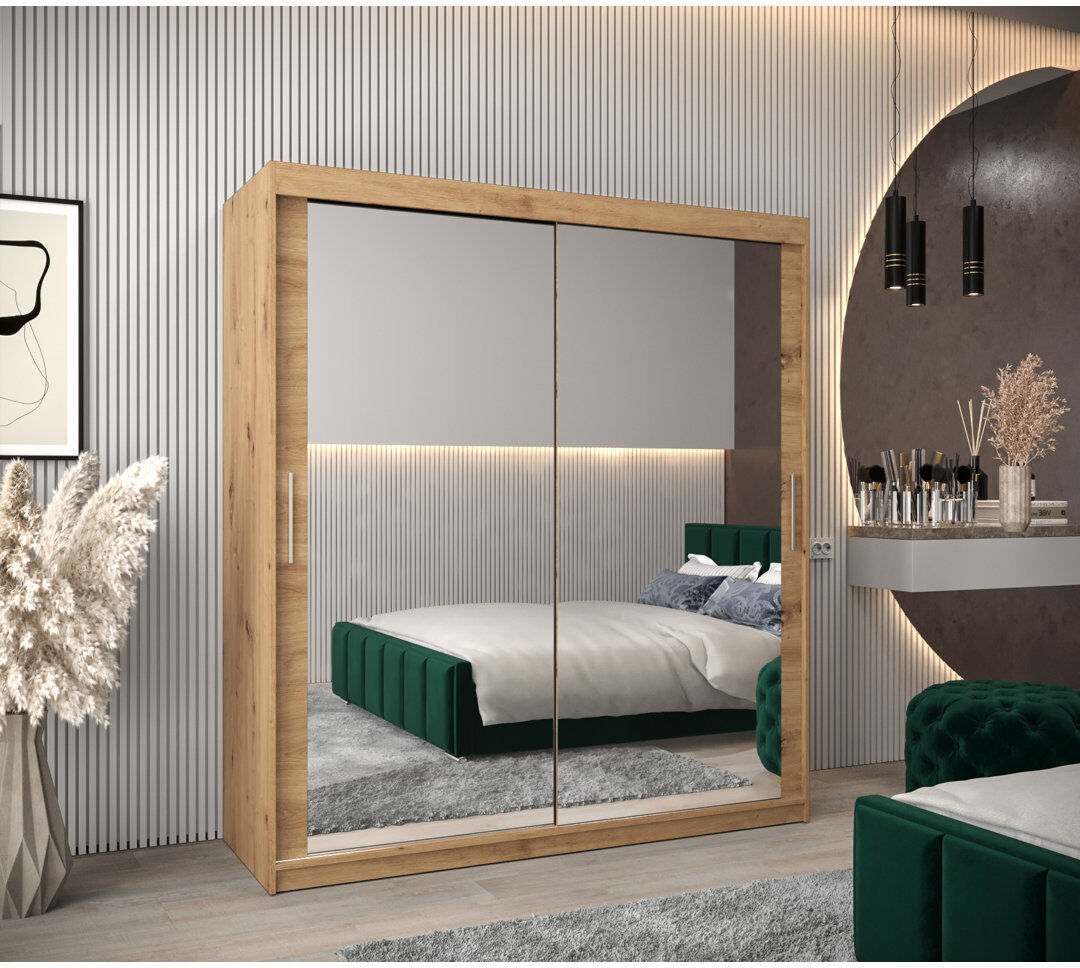 Latitude Run Abedallah 2 Door Wardrobe Artisan Oak 180cm W X 62cm D