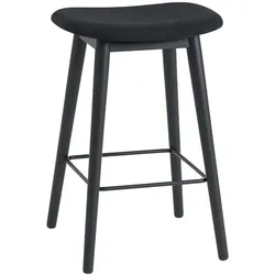 Muuto Fiber Barhocker ohne Rückenlehne, wood base, höhe 65 cm, remix 183 / schwarz