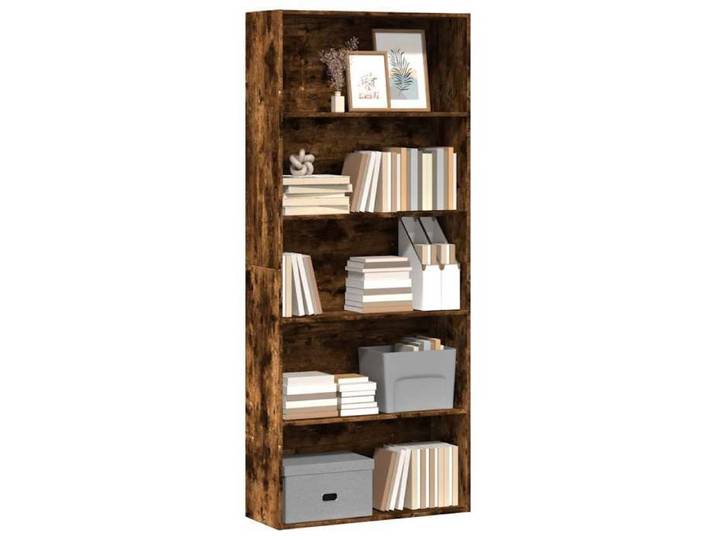 (SOLDES DEC)Bibliothèque - - Meuble Étagère - support livres - chêne fumé 80x30x189 cm bois d'ingénierie 01_4806764