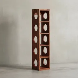 KADIMA DESIGN Weinregal NAKO Massivholz: 70x15x15 cm, 5 Ablagefächer, Wandmontage, Sheesham