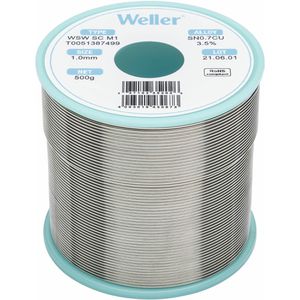 Weller Lötzinn T0051387499, Flussmittel, bleifrei, Ø 1,0mm, 99,3% Zinn, 0,7% Kupfer, 500g
