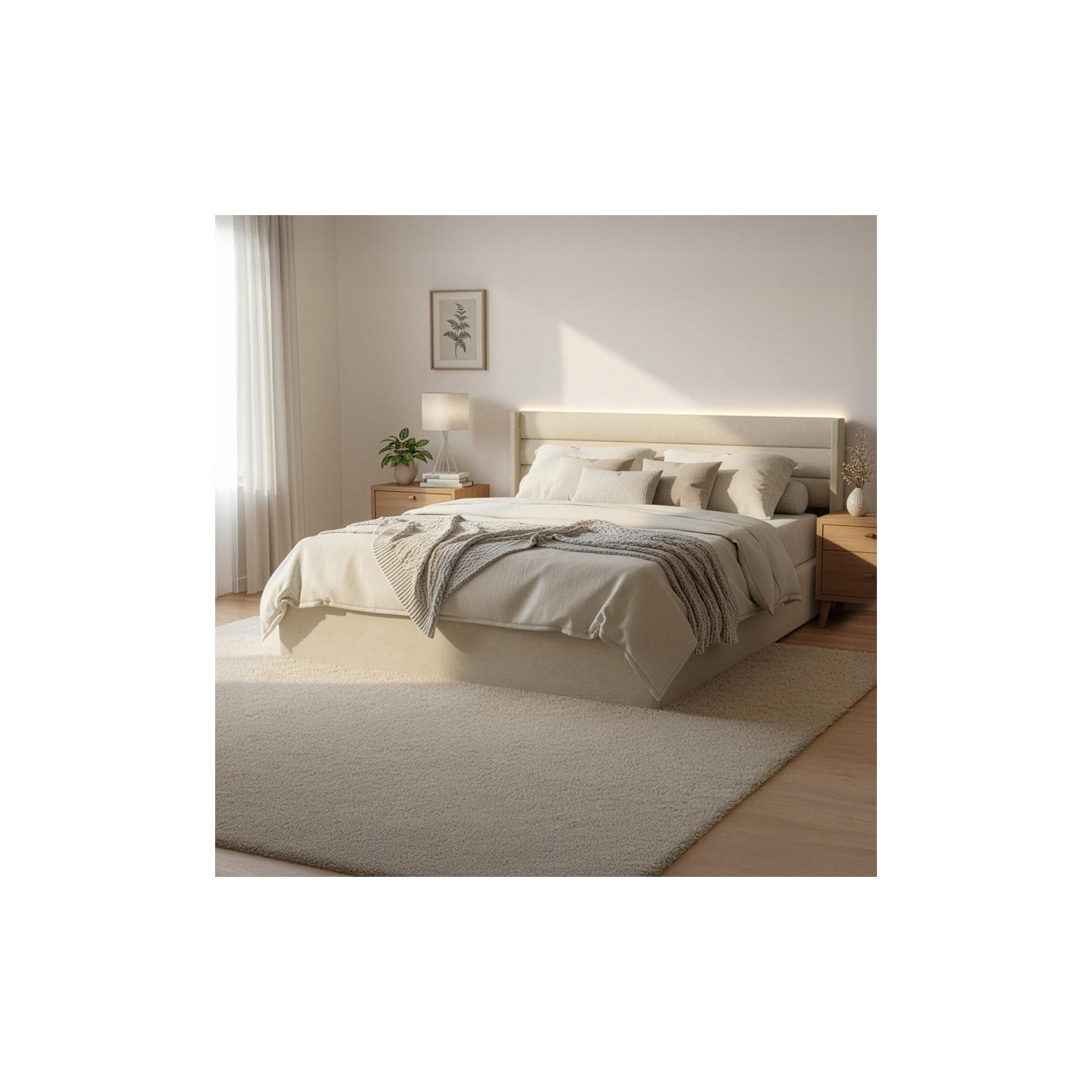HOME DELUXE LED Bett SORINA Beige - 200 x 200 cm