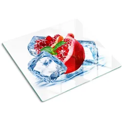 GLASPLATTE 60x52 cm Granatapfel mit Eis