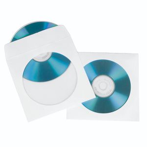 Hama CD-Hüllen 51174, 125 x 125 mm, Papierhülle, transparent-weiß, für je 1 Disc, 100 Stück