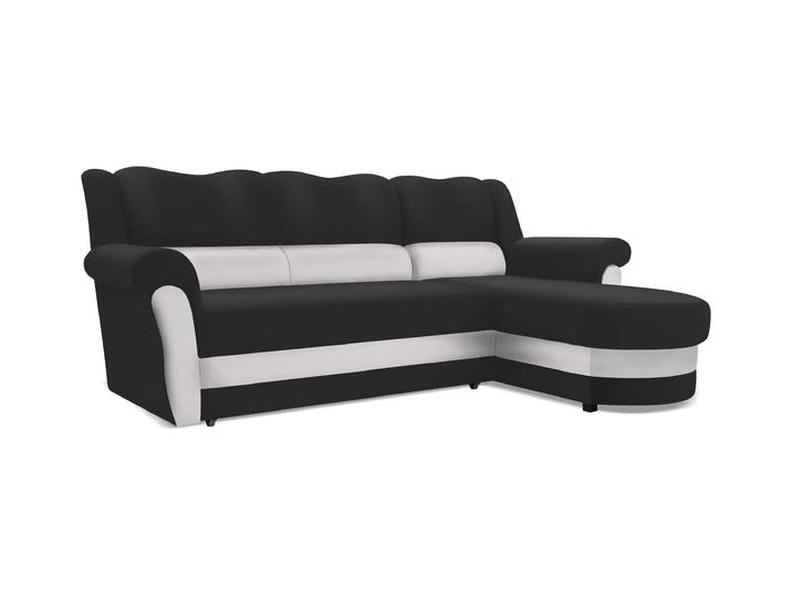 Ecksofa BRUNO Rechts Schwarz (Soft 11) + weiß (Soft 17)