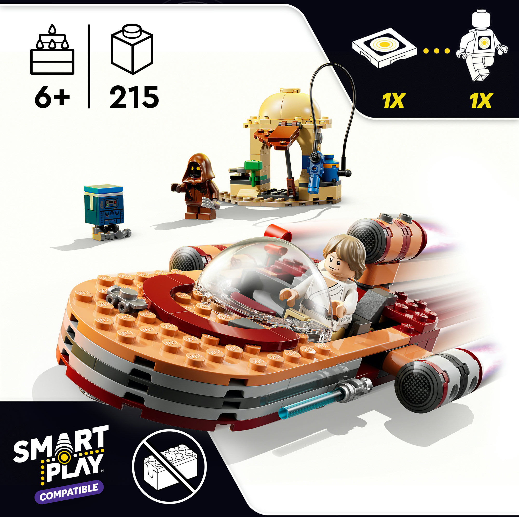 Konstruktionsspielsteine LEGO "SMART Play™ Lukes Landspeeder (75420), LEGO Star Wars ™", braun (bunt), Spielbausteine, Kinder, Kunststoff, Konstruktionsspielsteine, Mit SMART Brick kompatibel (nicht im Lieferumfang enthalten)