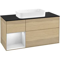 Villeroy & Boch Waschbeckenunterschrank Finion G29, Eckig Oak Veneer, 1200x603x501mm, mit Beleuchtung und SoftClosing