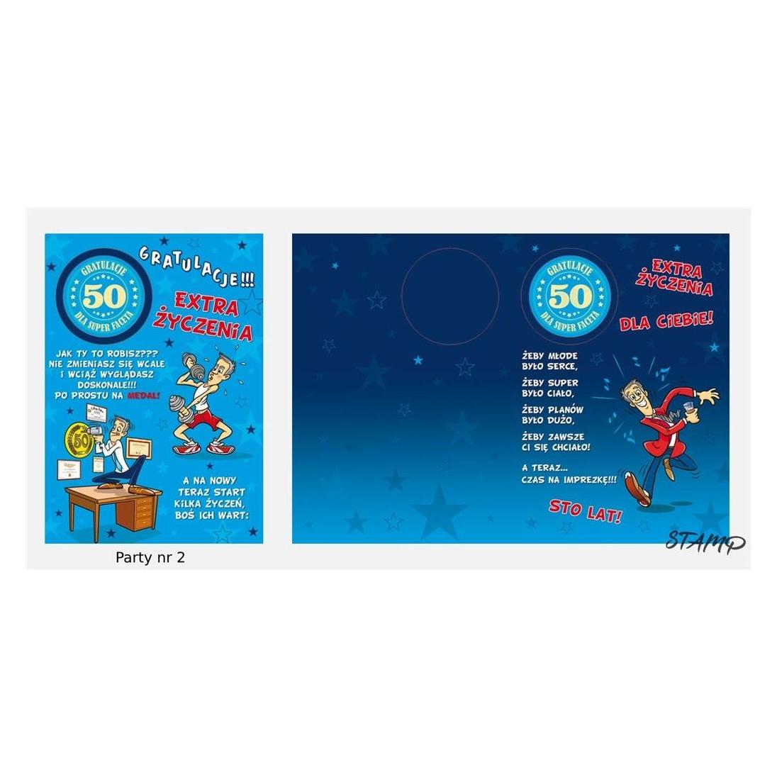 Stamp Partykarte mit Aufkleber B6 + Umschlag Geburtstag 50 Modell 02 (41937219)