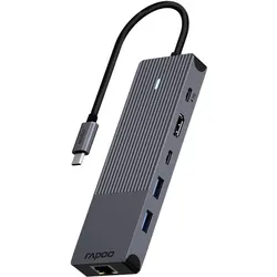 Rapoo UCM-2002 (USB-C, 6 Ports), Dockingstation + USB Hub, Schwarz