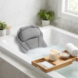 Ergonomisches Badewannenkissen: Luxus Nackenkissen mit 6 Saugnäpfen, 4D Struktur, dunkelgrau – Bequeme Kopfstütze für Wanne und Spa – Entspannung pur