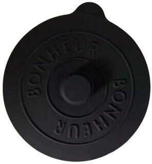 KitchenNation Simple Solid Color Concave Embossed Letter Silicone Rubber Lid, Creative Water Cup Dust Cup Lid, Round Cold Mug Lid black