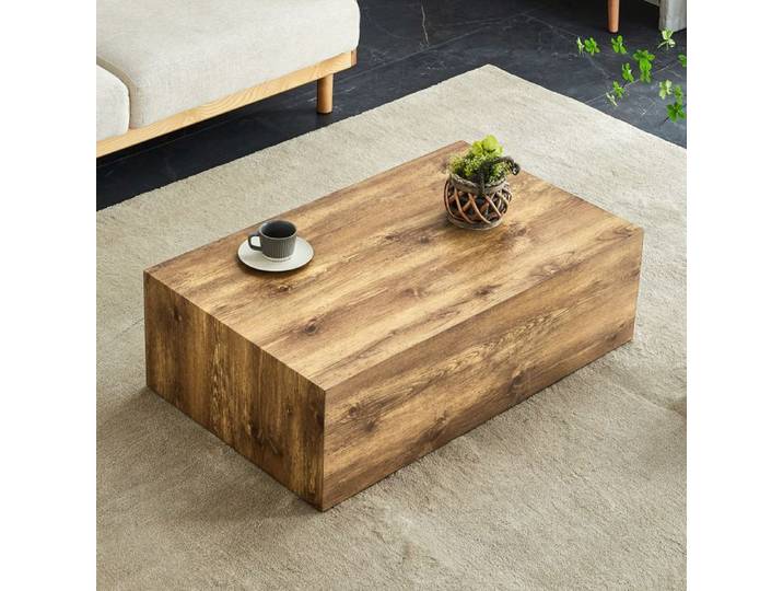 Table basse rectangulaire effet bois en MDF design minimaliste sans montage