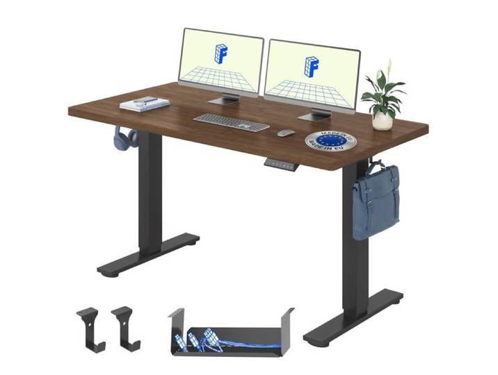 FlexiSpot Bureau Assis Debout Électrique Fabriqué en UE 100kg de Charge 4 Mémoires Détection Obstacle 160x80 Chêne Brun+Noir