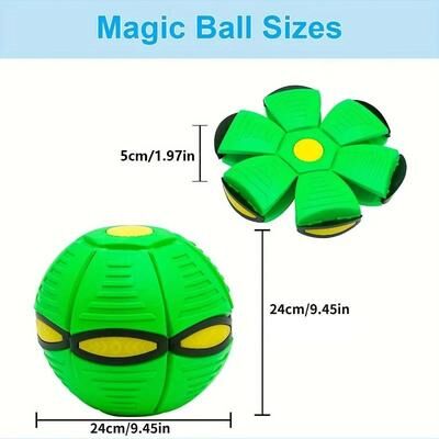 Inspired Finds FlyerFun Elastic Flying Saucer Bouncing Ball Dog Toy green