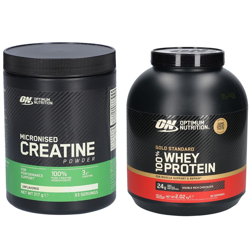 1x Optimum Nutrition Micronised Creatine & 100% Whey Gold Standard Do 2015+317 g Pulver