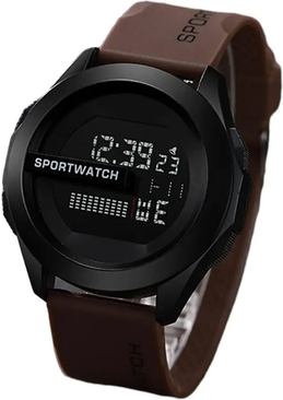 Friendly Fresh Finds Mens Waterproof Sports LED Digital Watch Multifunction Fitness Watch With Alarm, Clock & Timer. brown