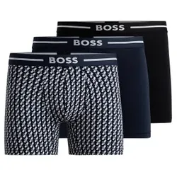 BOSS 3P Bold Design BoxerBr Schwarz/Blau Baumwolle Large Herren