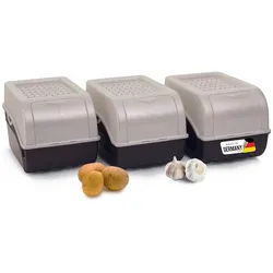Kartoffel Aufbewahrungsbox   3x mittel 5L   PERLMUT Weiss   Kartoffelbox   Gemüsebox stapelbar Zwiebelbox Kartoffelkorb Obstbehälter Kartoffelkiste Zwiebel Aufbewahrung Frischhaltedose Möhren