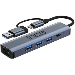 Inca IUTP-5T Schnittstellen-Hub USB Typ-C 1000 Mbit/s Grau