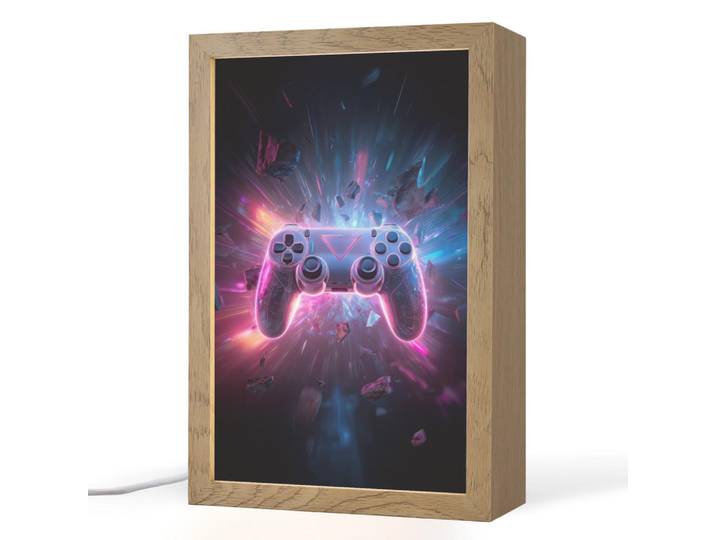 OnlyWow Nachttischlampe - Controller - Neon - Explosion - Abstrakt - 20x30 cm, Violett, Holzwerkstoff, Rechteckig, LED integriert, 20x30x8 cm, Lampen & Leuchten, Innenbeleuchtung, Nachtlicht