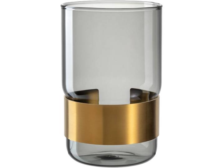 Dekovase LEONARDO Silenzio , grau (mehrfarbig), Glas, Metall, Vasen, Dekovase