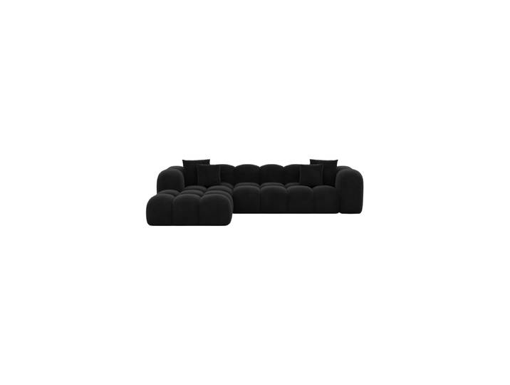 4-Sitzer Design Ecksofa „Alba“ mit Samtbezug Samtbezug Schwarz BLOOMINGLOFT Collection