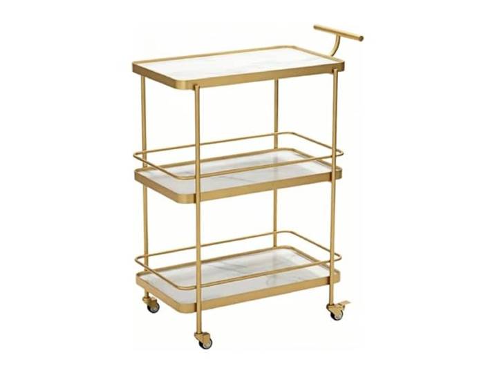 Xumh2024-3 Lagerung 3-stufiger mobiler Servierwagen for Getränke, for Hotellebensmittel, rollender Mehrzweckwagen(Weiß)