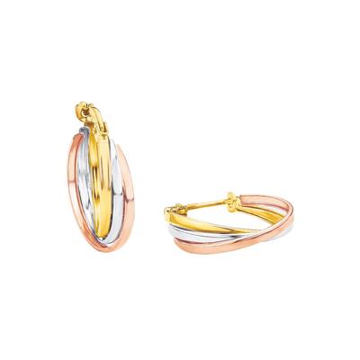 Paar Ohrstecker AMOR "3-fach verschlungen, tricolor", rosa (gelbgoldfarben, roségoldfarben, silberfarben), Ohrringe, Damen, Gelbgold 375