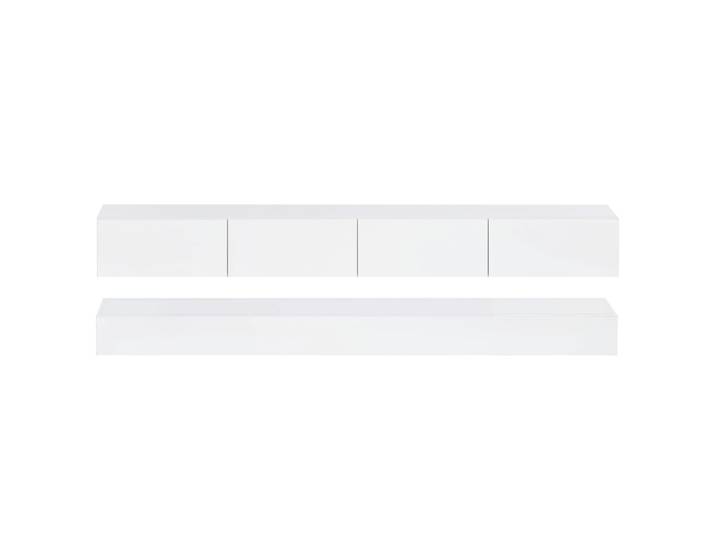 Meuble tv mural avec éclairage led, 4 tiroirs, 130 cm, blanc