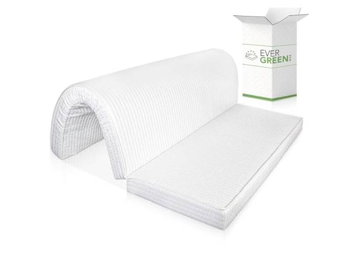 EVERGREENWEB Faltbare Matratze 140x190 cm 10 Hoch aus Polyurethan Kaltschaum für Bettcouch Hypoallergener Weißer Bezug, Orthopädisch Ergonomisch mit Befestigungsbänder Mittlerer Härtegrad Bed Sofa