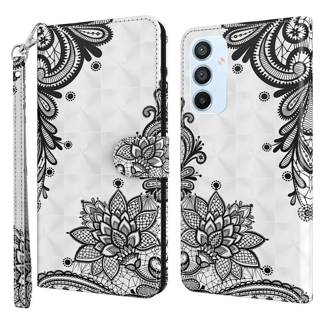 Cover-Discount Galaxy A54 - Etui Glitzer Effekt Blumen schwarz (Samsung Galaxy A54 5G) (660122048I)