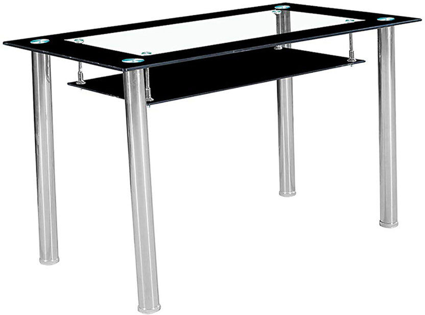 Metro Bloch Glass Top Metal Base Dining Table Black;Clear H75 x L120 x W70cm