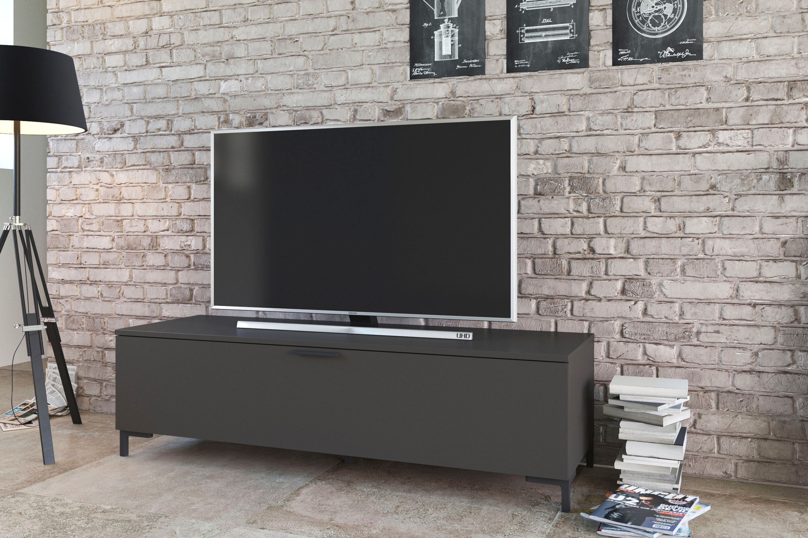 Lowboard HOME AFFAIRE "Alternative", schwarz (kosmos anthrazit), B:149,9cm H:42,7cm T:48cm, Holzwerkstoff, Sideboards, Lowboard, Breite 150 cm