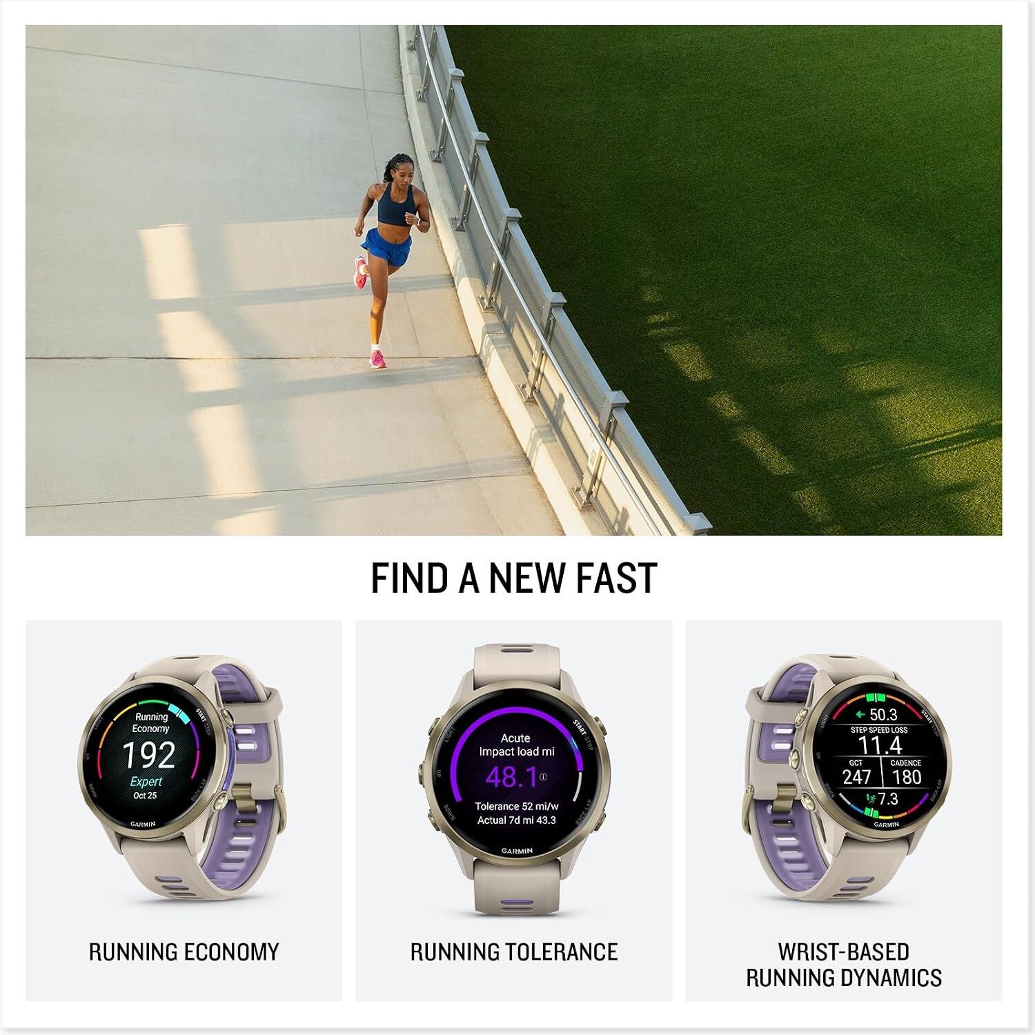 Garmin Forerunner 970 47mm Premium GPS Running & Triathlon Smartwatch AMOLED - Soft Gold Titanium & French Grey