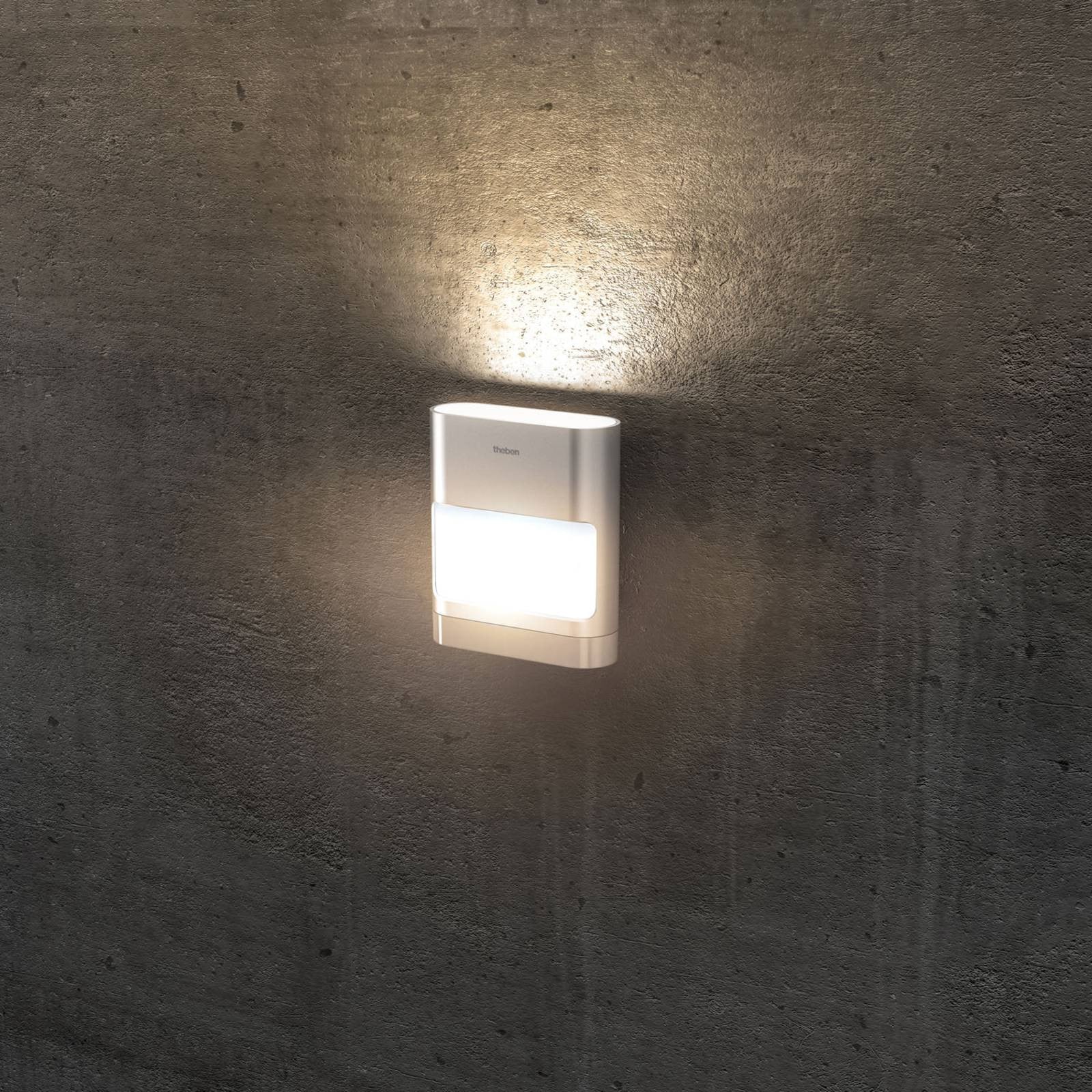 Theben theLeda D SU AL LED-wandlamp voor buiten met bewegingssensor, grijs, Aluminium