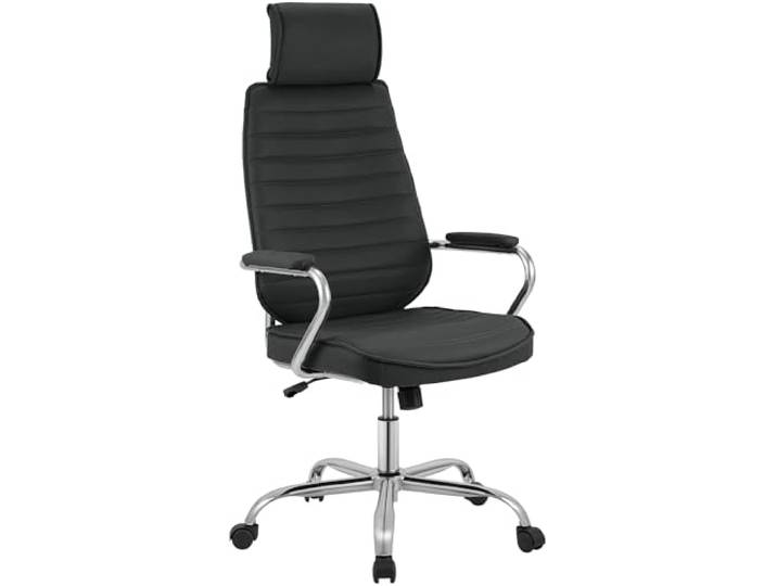 CLP Bürostuhl ergonomisch Rako, Schreibtischstuhl höhenverstellbar drehbar Kunstleder, Rückenlehne mit Kopfstütze, Armlehnen gepolstert Farbe schwarz